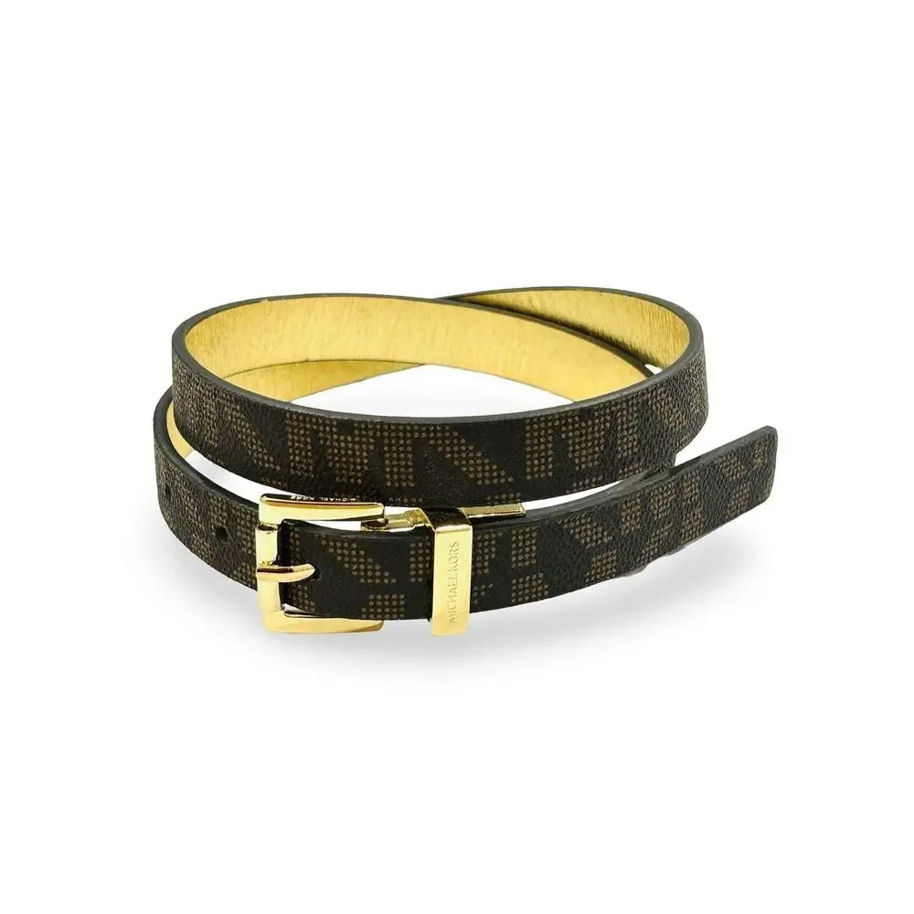 Michael Kors Skinny Belt Womens Size 28 - 29 Brown & Gold Reversible Signature